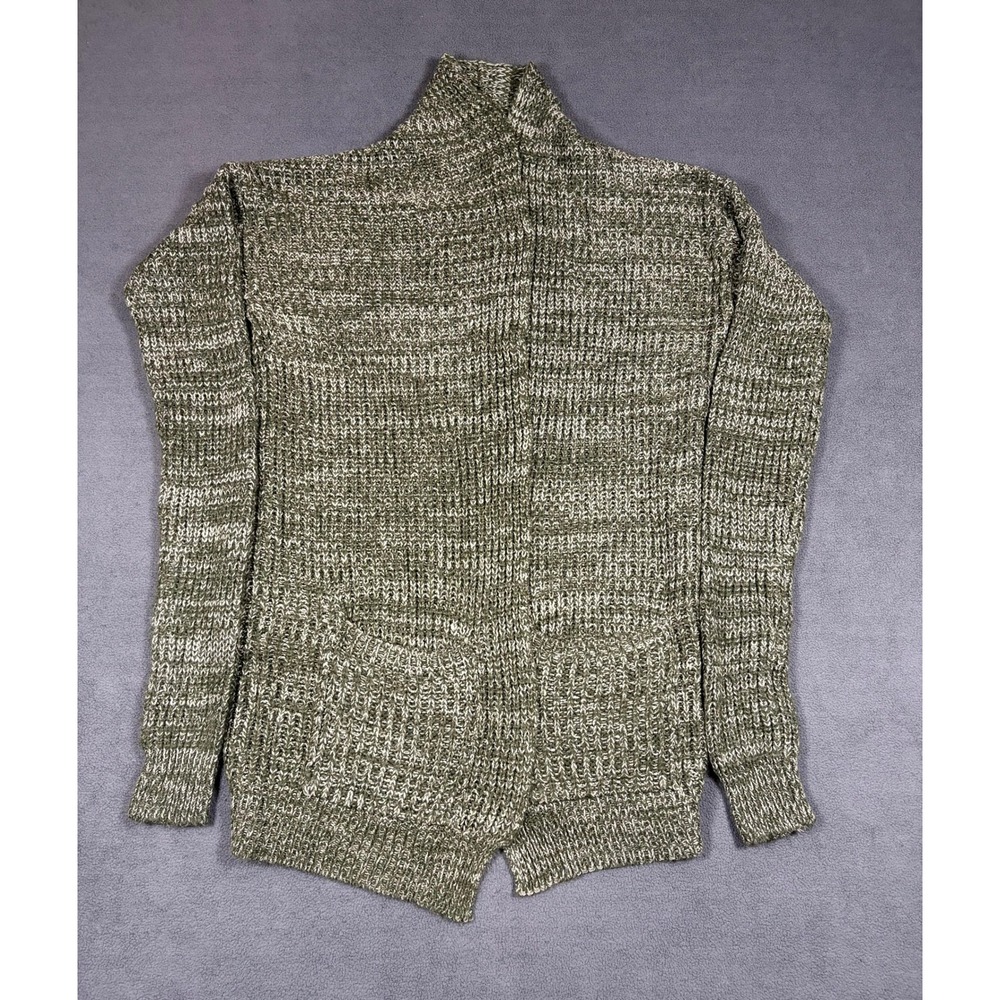 Cotton Emporium Open Front Cardigan Womens Large Green Marl Knit Long Sleeve